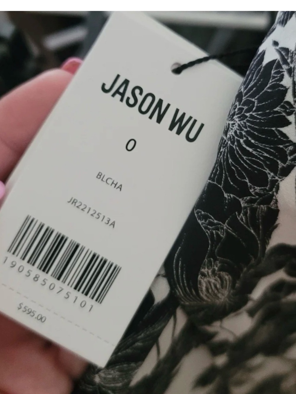 Jason Wu Black and White Floral High-Neck Mini Dress - Picture 3 of 6